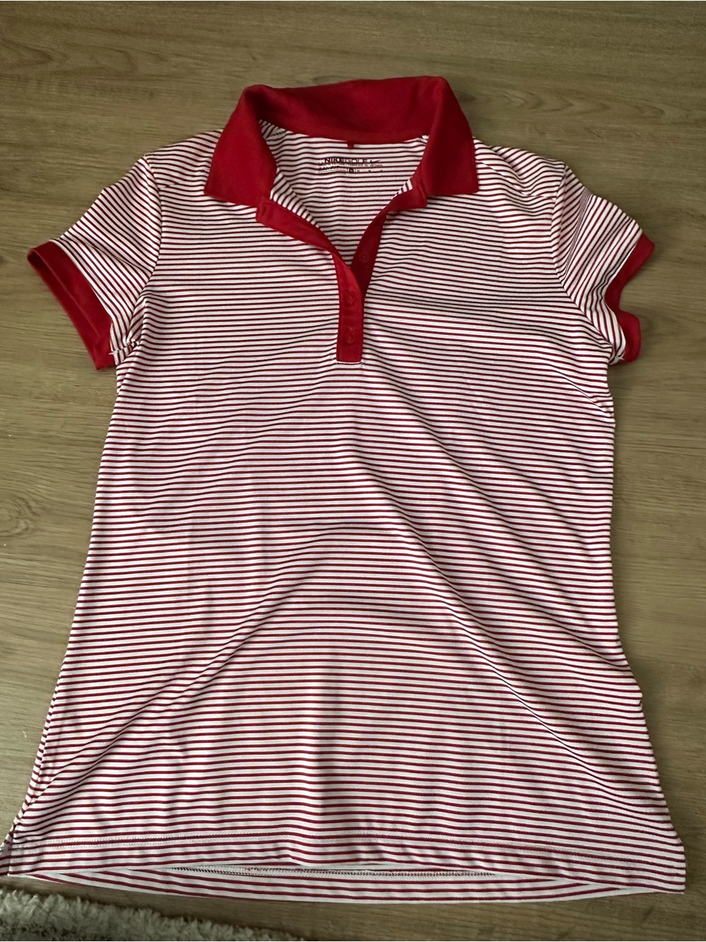 Women’s Nike Red & White Striped Golf Polo